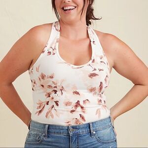 Torrid WHITE and dusty rose FLORAL FOXY‎ HALTER TOP